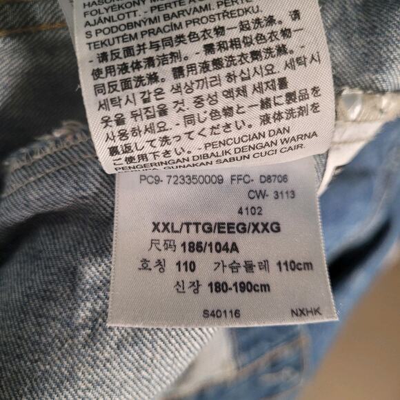 Levi's Trucker Jacket Mens XXL Blue Denim Red Tab Distressed Classic 723350009 - Picture 9 of 13